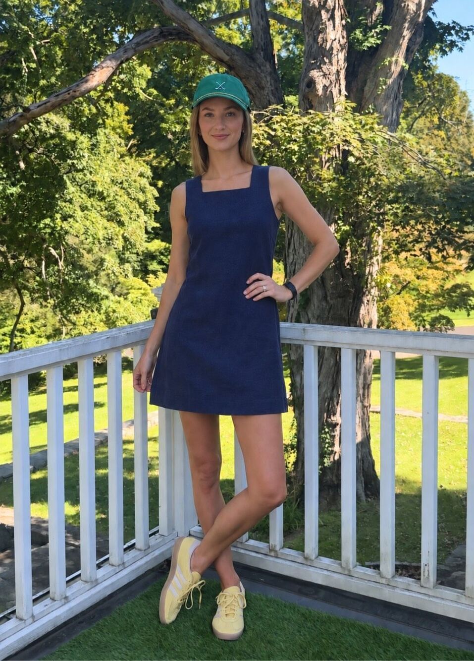 RNWK Renwick golf square neck linen navy shift dress, pockets Small $158